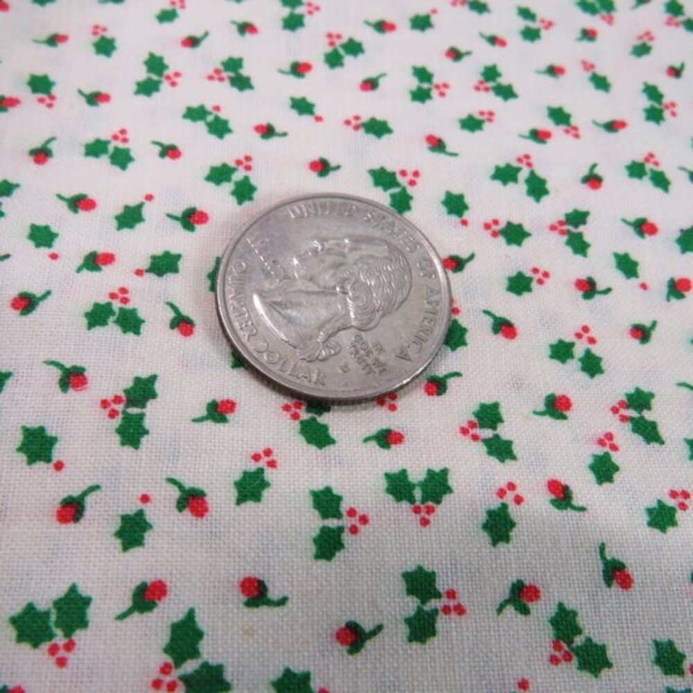 Miniature Holly & Berry FABRIC print Christmas 4 yards 24" GREAT FOR CRAFTS #3